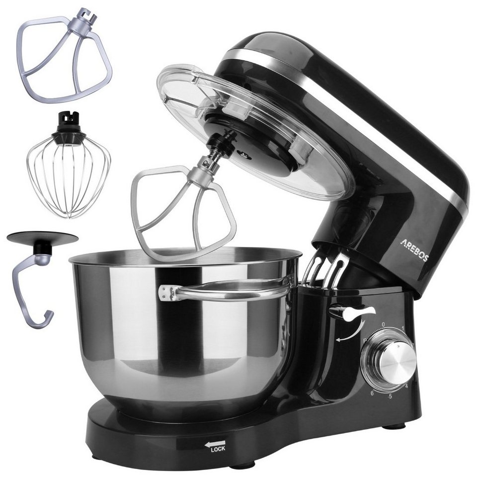 Arebos Küchenmaschine mit 6L Edelstahl-Rührschüssel